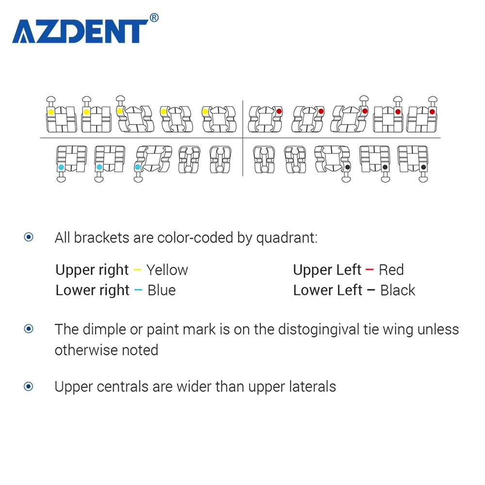 Azdent Metal Bondable Mini Roth Dental Brackets for Orthodontic