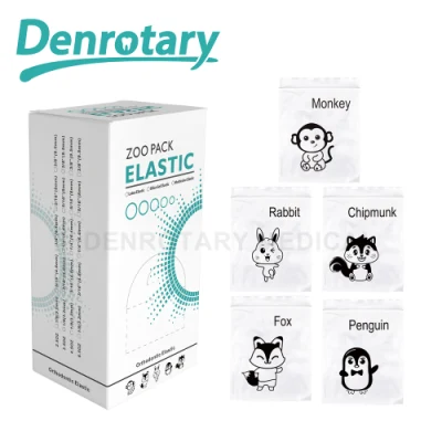 Denrotary Orthodontic Brackets Elastics 치아 교정기 합자 넥타이 동물 동물원 팩 치과 고무 밴드