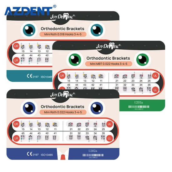 치과 교정용 MIM 모노블록 브래킷 Roth 0.018 /022 3개 포함